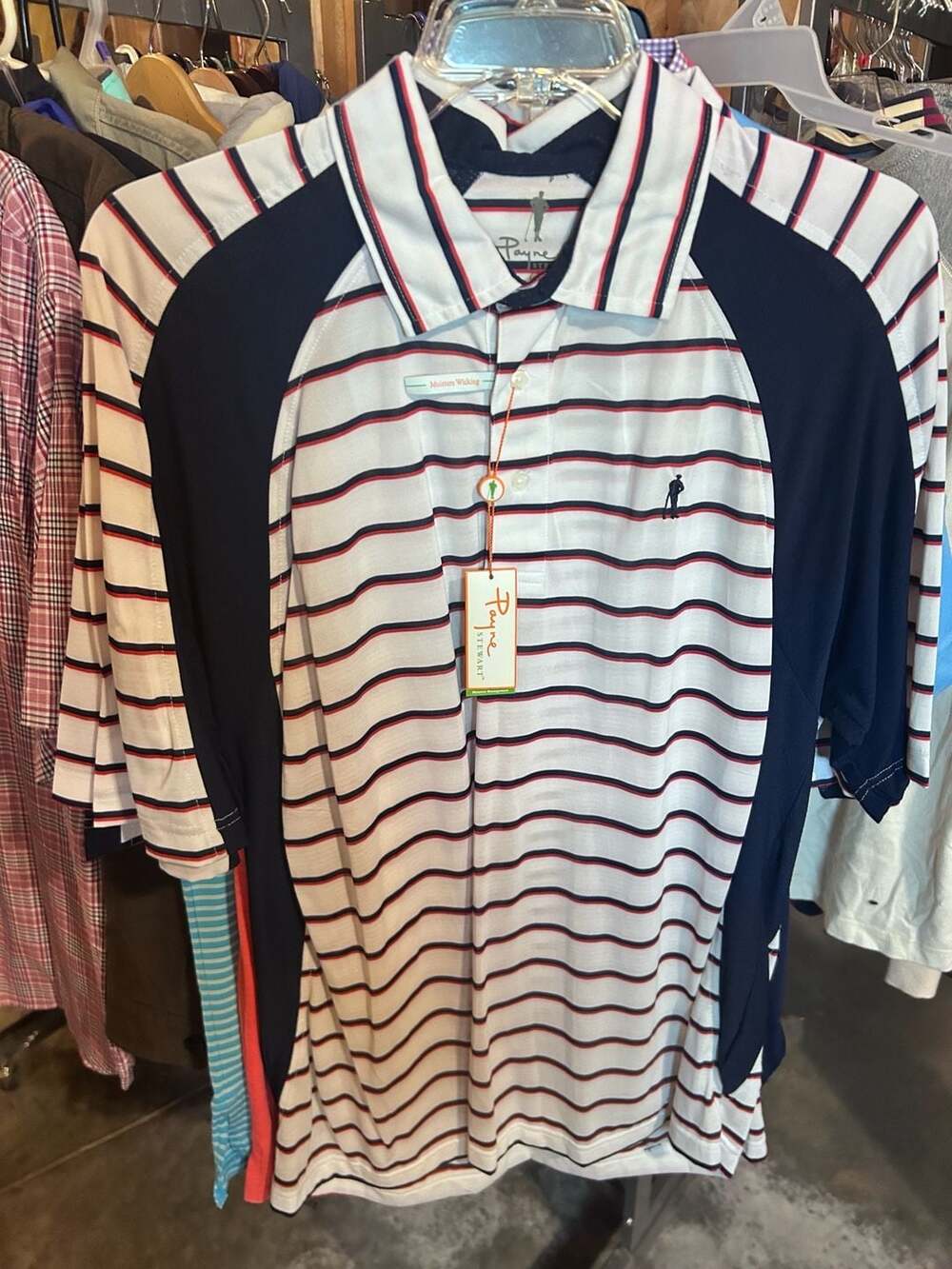Payne Stewart Moisture Wicking Striped Golf Polo Shirt Size XL